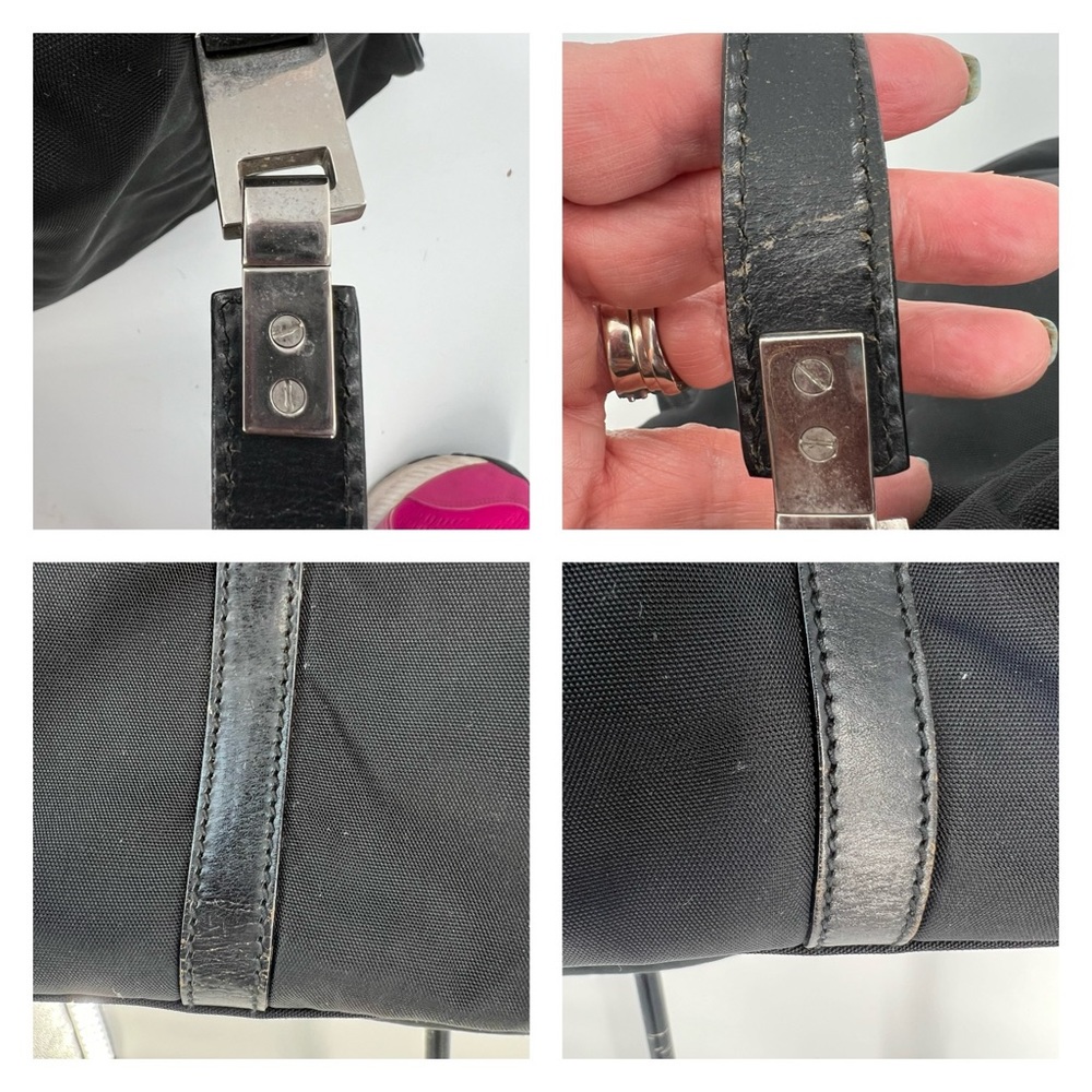 Gucci Black/Silver Nylon & Leather Work Travel Shoulder Bag, Authentic - Picture 4 of 17